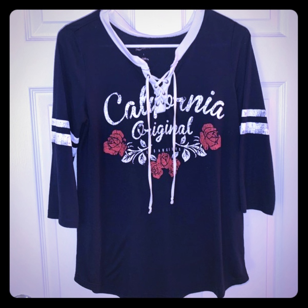 Navy Blue California Baseball Tee